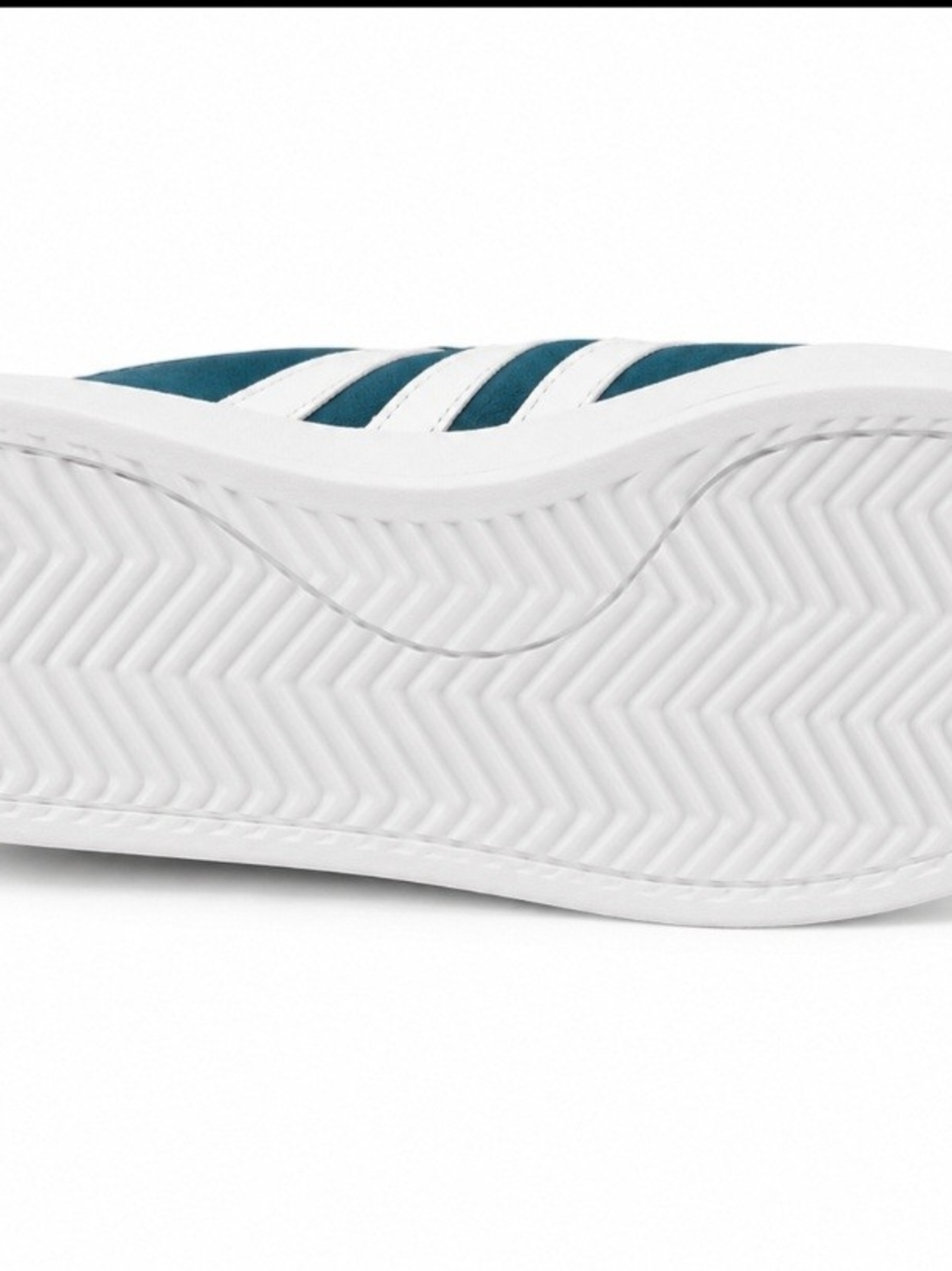 Adidas Teal Leather Sneaker with White Stripes - Picture 2 of 6
